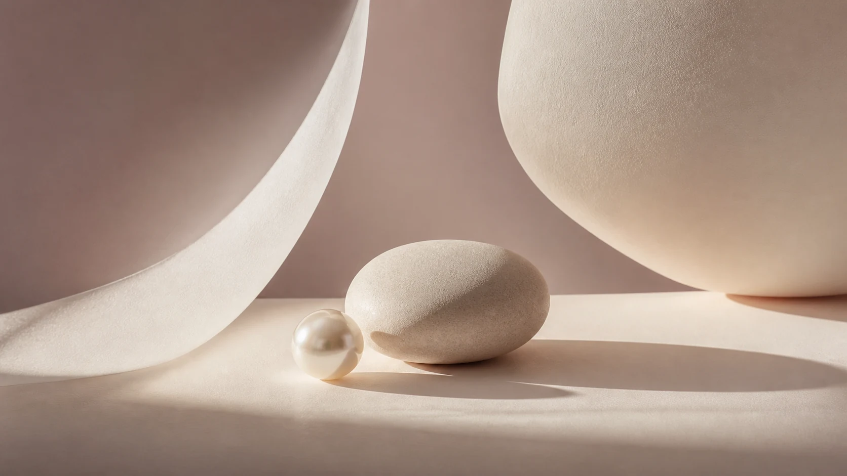 Pale curved forms expressing softness and quiet strength